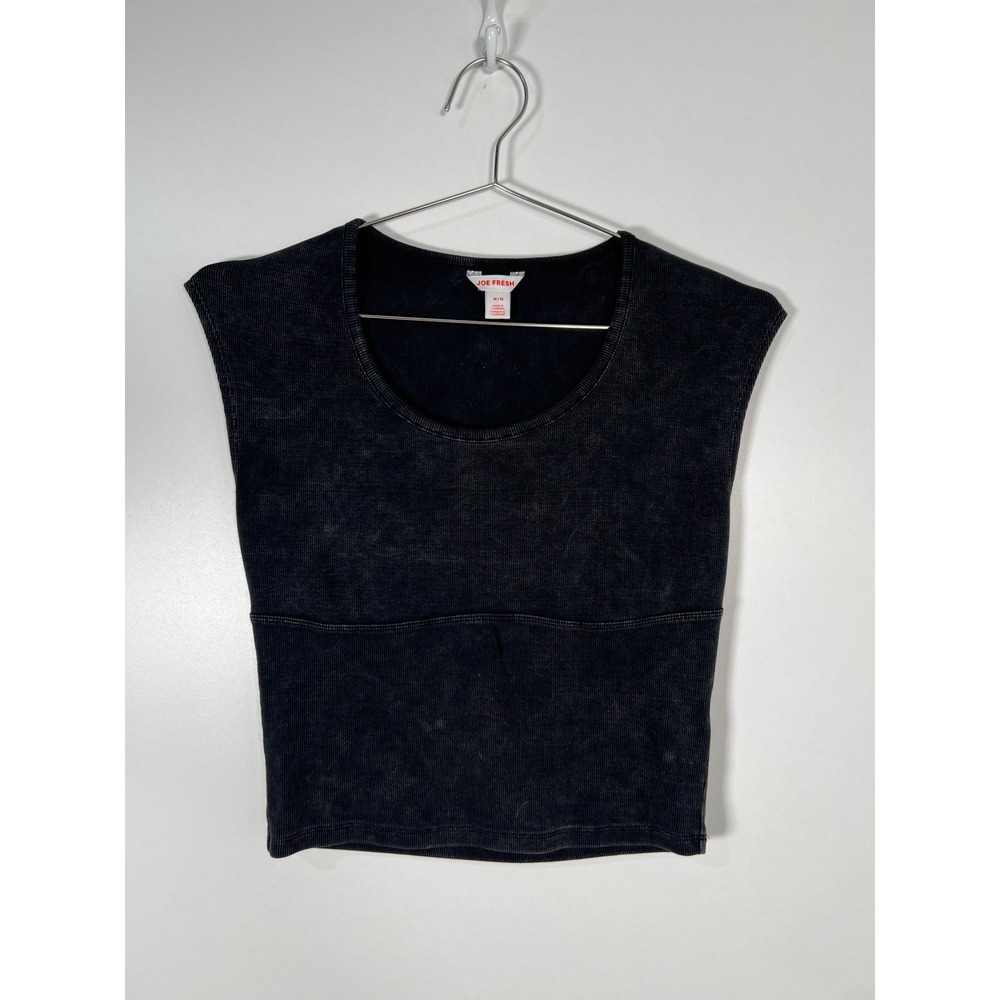 Joe Fresh Faded Ribbed Muscle Tank Top Black Grunge Sleeveless Streetwear
